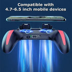 4-Finger Mobile Gaming Controller with Integrated Cooling Fan System