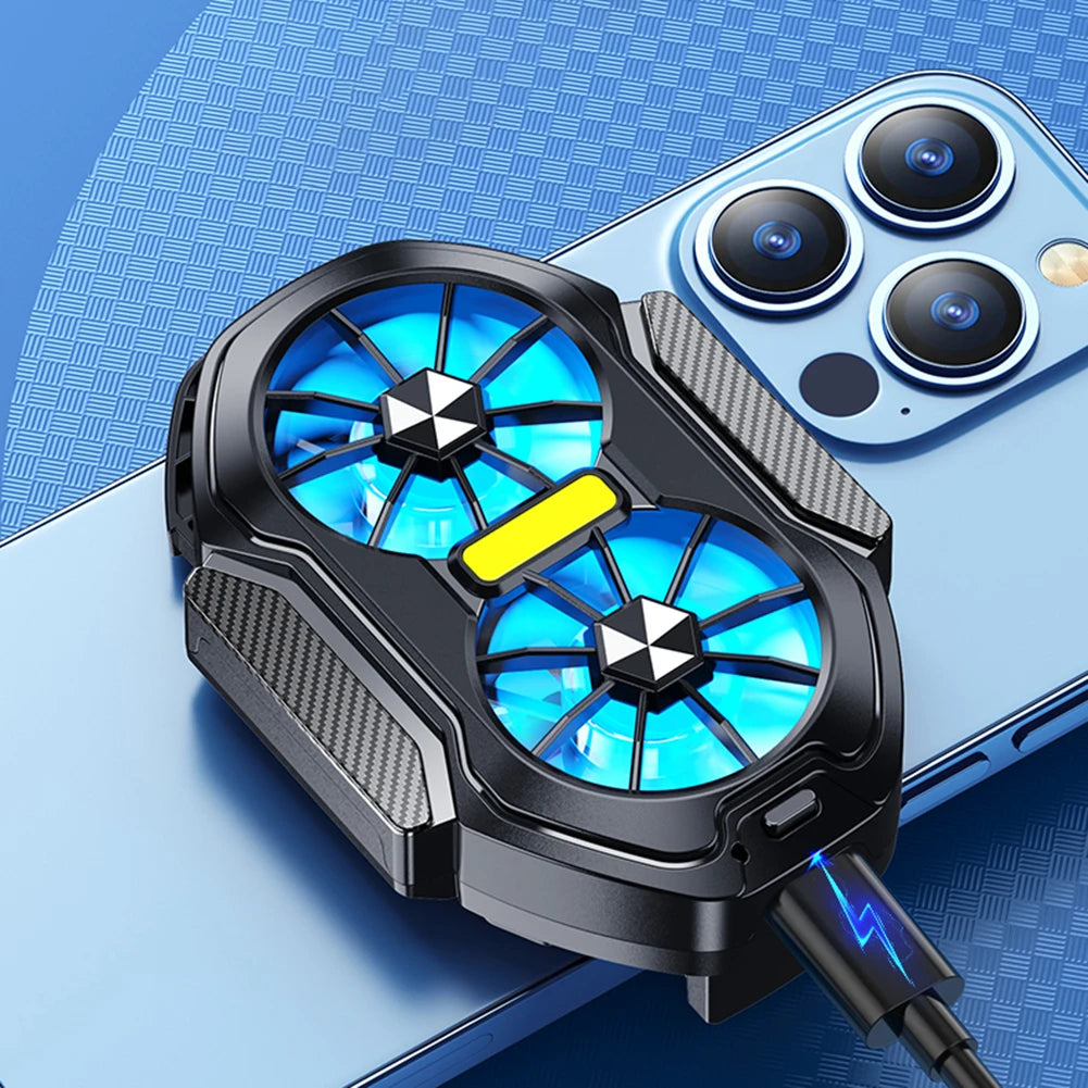Dual Fan Phone Radiator - Powerful Plug-in Cooling System with Blue LED Light