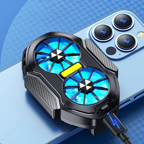 Dual Fan Phone Radiator - Powerful Plug-in Cooling System with Blue LED Light
