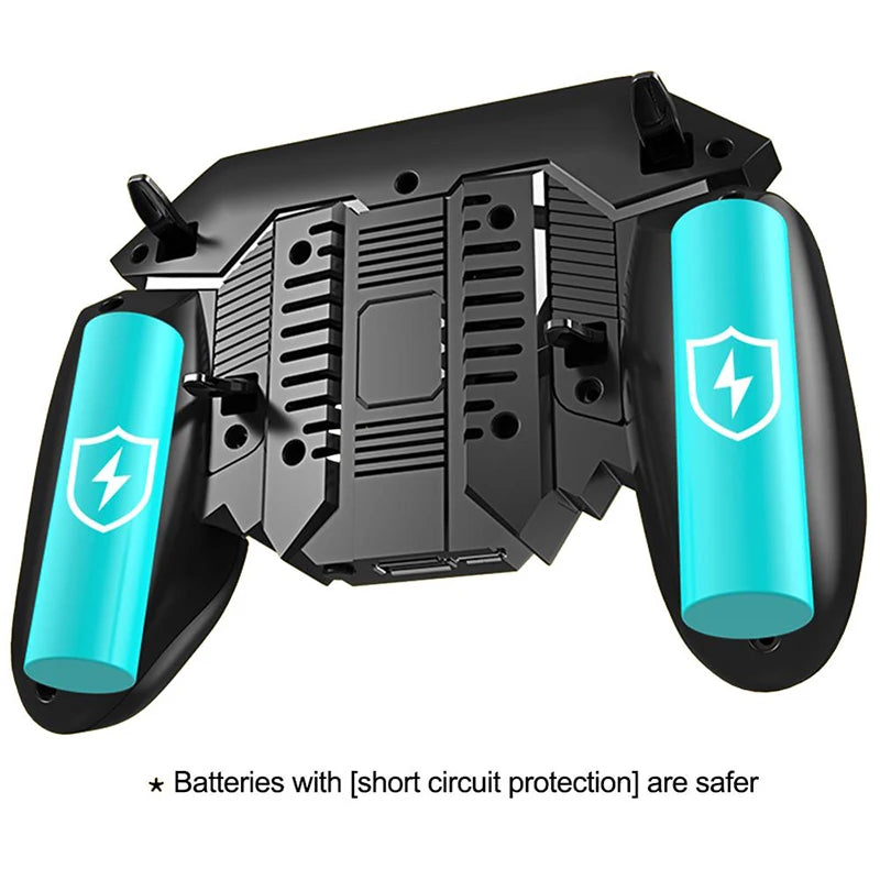 Premium 6-Finger Mobile Gaming Controller with Integrated Cooling Fan