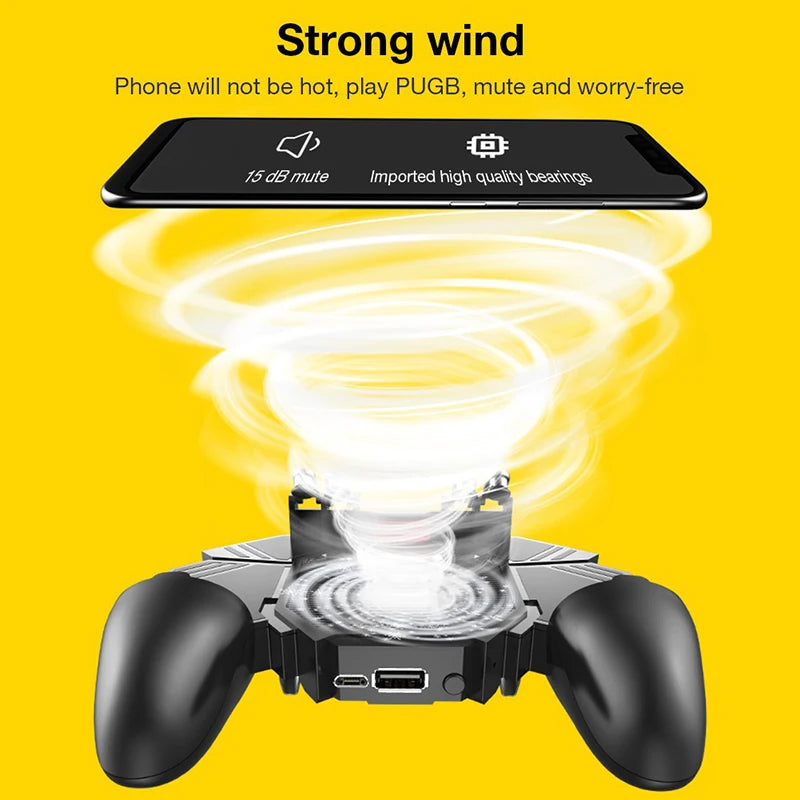 Premium 6-Finger Mobile Gaming Controller with Integrated Cooling Fan