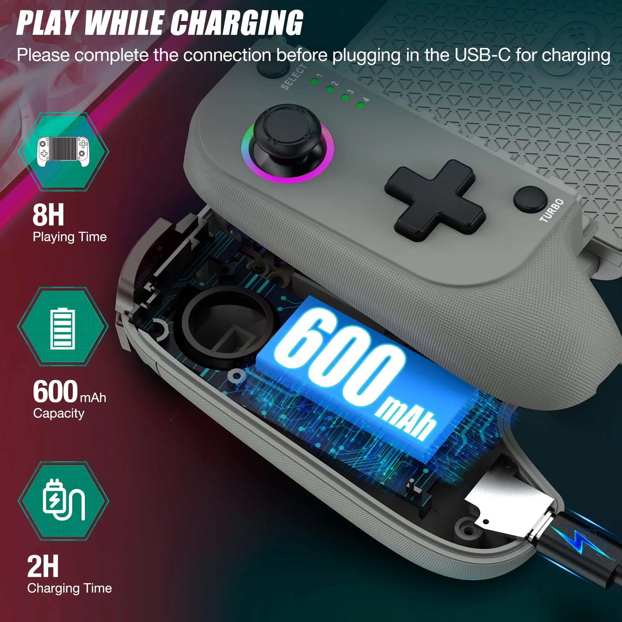 Type-C Mobile Gaming Controller - Stretching Hall Effect Gamepad with Zero Drift