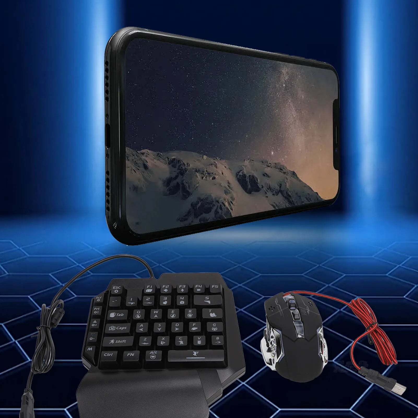 Complete Mobile Gaming Station - Wireless Keyboard, Mouse & Phone Holder Kit