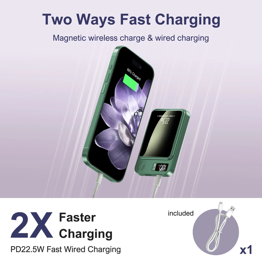 10000mAh Magnetic Power Bank - PD 22.5W Fast Wireless Charging for Mobile Gamers