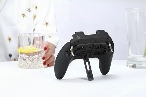 4-Finger Mobile Gaming Controller with Integrated Cooling Fan System