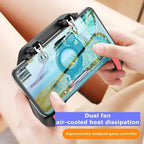4-Finger Mobile Gaming Controller with Integrated Cooling Fan System