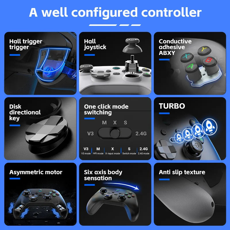 Hall Effect Game Controller - Premium Multi-Platform Mobile Gamepad with Zero Drift