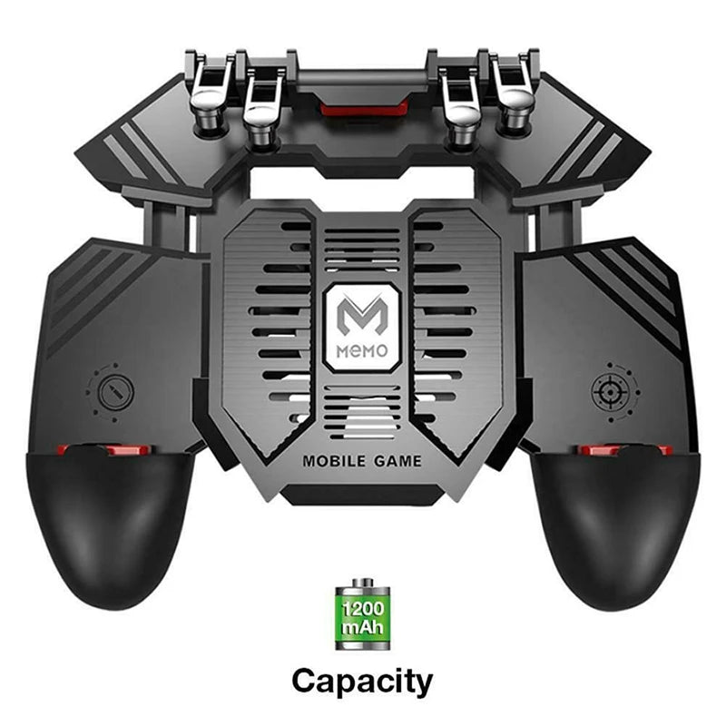 Premium 6-Finger Mobile Gaming Controller with Integrated Cooling Fan