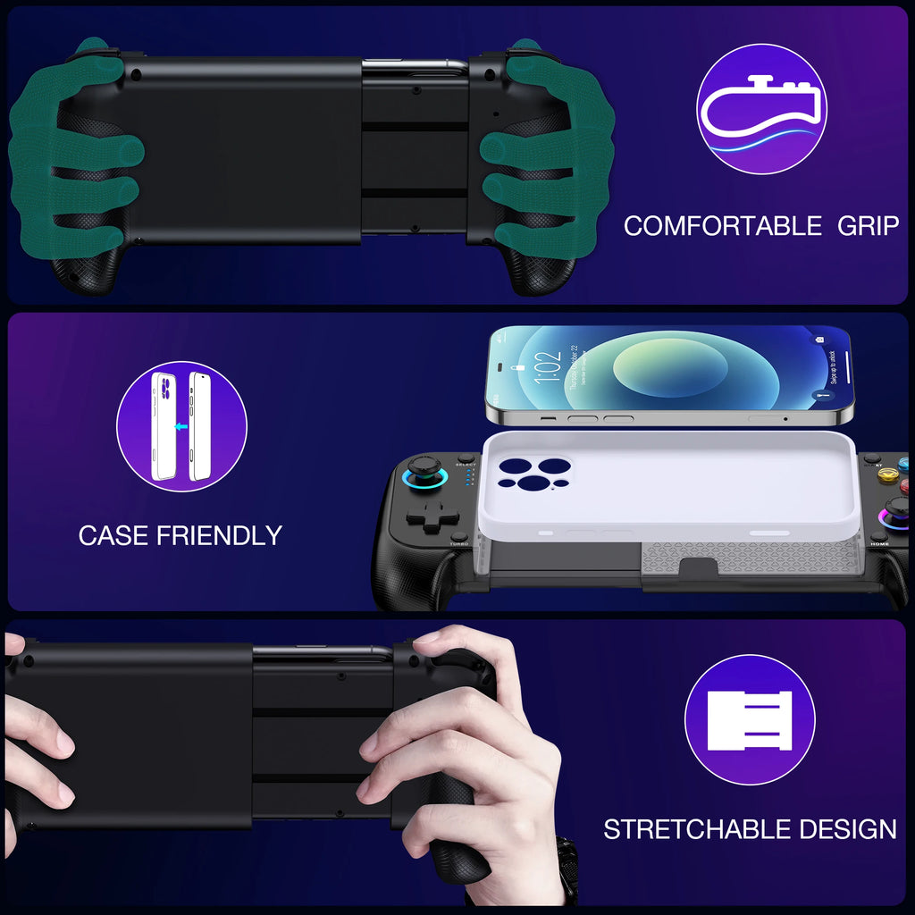 Wireless Telescopic Gaming Controller - Bluetooth Gamepad for Mobile Devices
