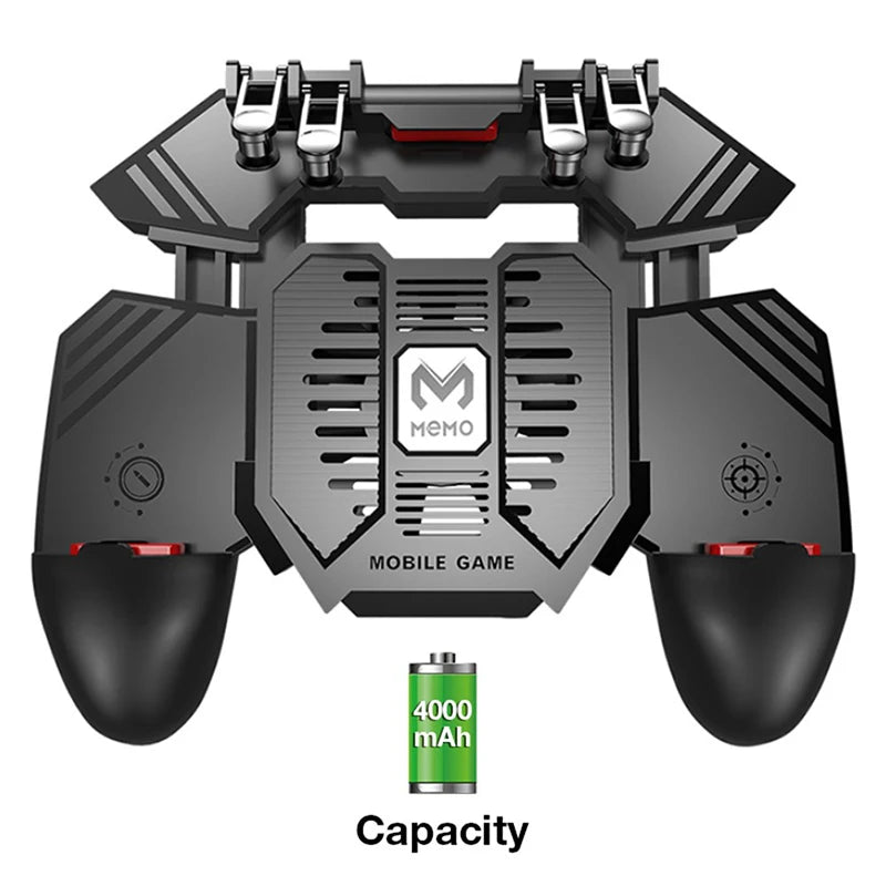 Premium 6-Finger Mobile Gaming Controller with Integrated Cooling Fan