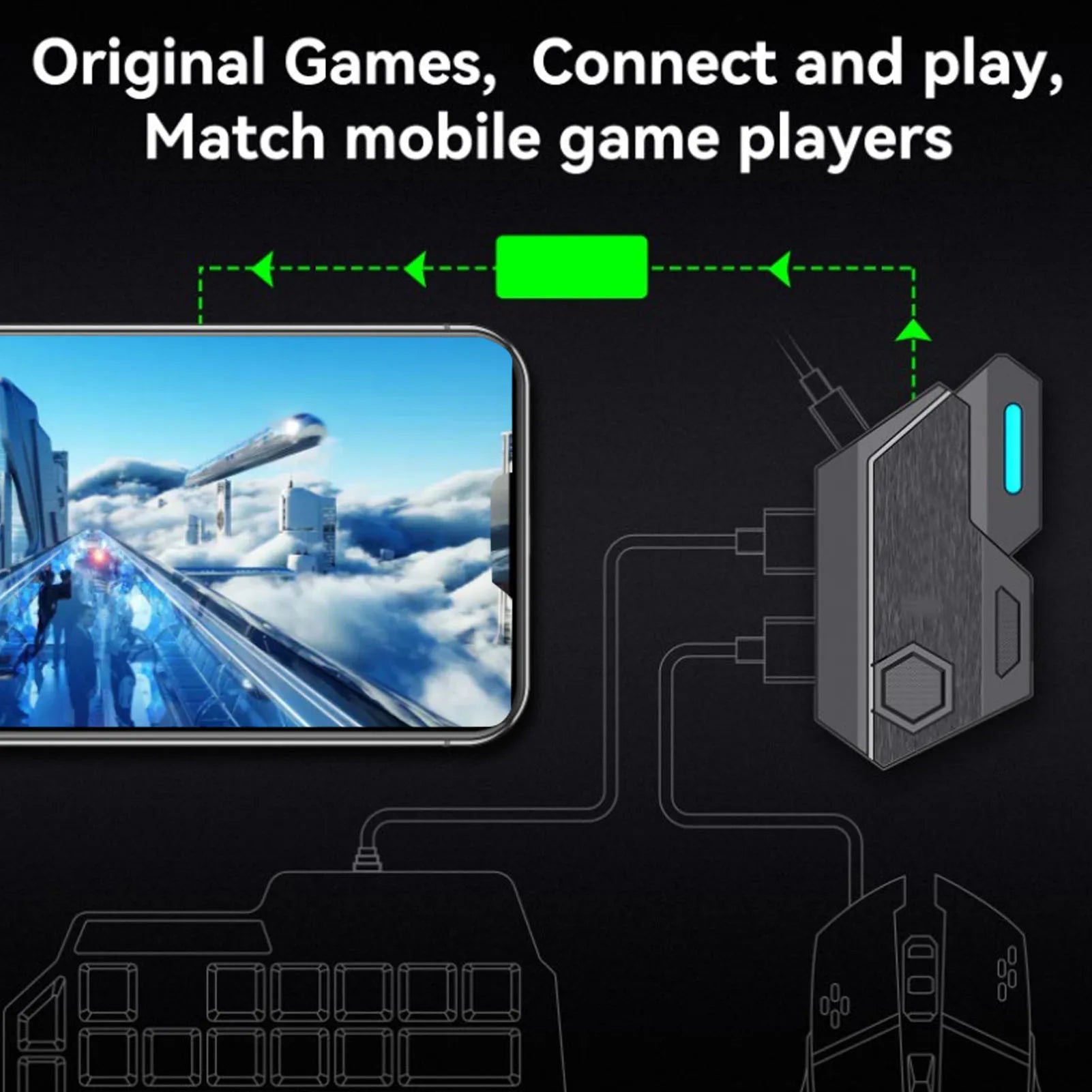 Complete Mobile Gaming Station - Wireless Keyboard, Mouse & Phone Holder Kit